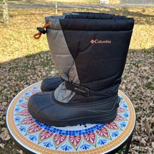 Columbia Snow Boots Youth Unisex Size 5 Removable Liners Black Gray Tie Top